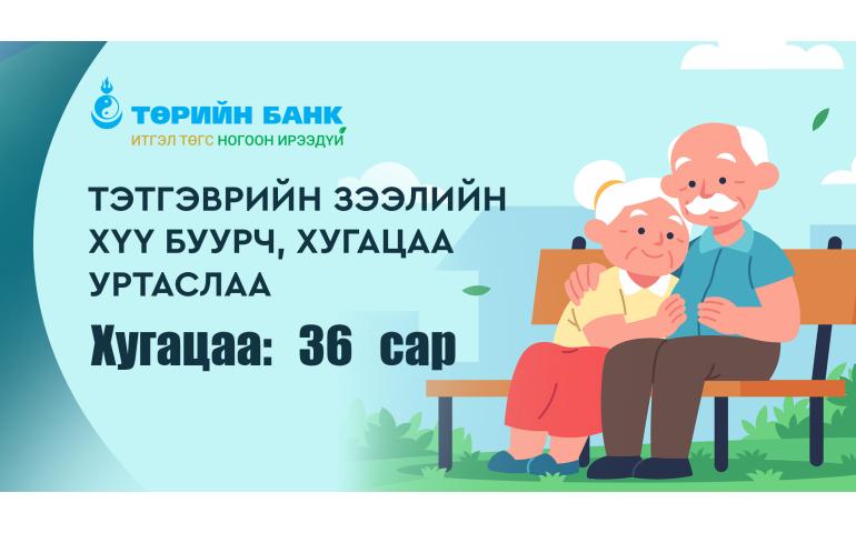 Төрийн банкны тэтгэврийн зээлийн хүү буурч, хугацаа уртсав